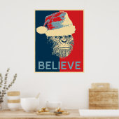 Vintage Sasquatch/Bigfoot Santa "GELEVE" Poster (Keuken)