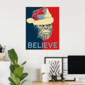 Vintage Sasquatch/Bigfoot Santa "GELEVE" Poster (Thuiskantoor)