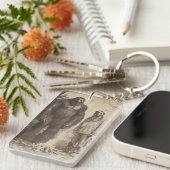 Vintage Sasquatch & Native American Photo Acrylic  Sleutelhanger (Voorkant Rechts)