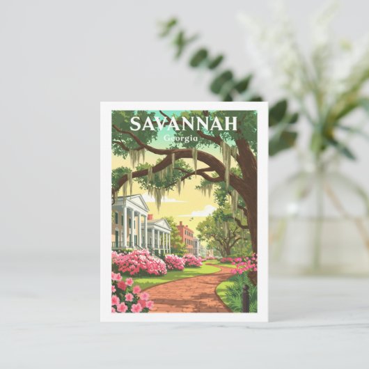 Vintage Savannah Georgia Briefkaart (Staand voorkant)