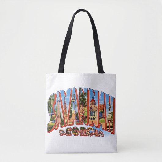 Vintage Savannah Georgia Shoulder Tote Bag (Voorkant)