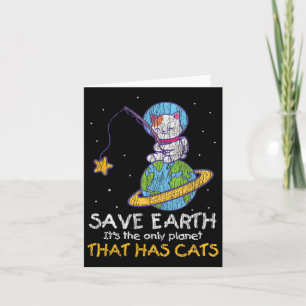 Vintage Save Earth Met Kat Grappige Aardedag Ca Kaart