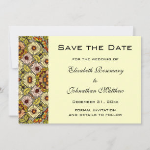 Vintage Save the Date Tuin Bloemen Vlinders