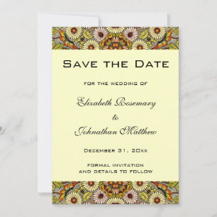 Vintage Save the Date Tuin Bloemen Vlinders