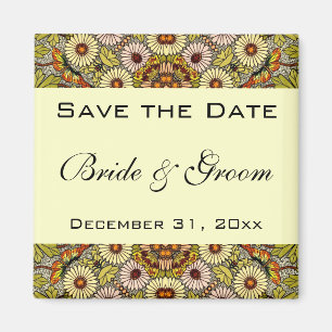 Vintage Save the Date Tuin Bloemen Vlinders Magneet