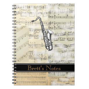 Vintage Saxofoonmuziek Spiraal Notebook Notitieboek