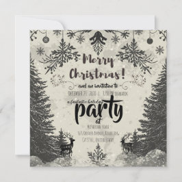 Vintage Scandinavian Christmas Party Invitation Kaart