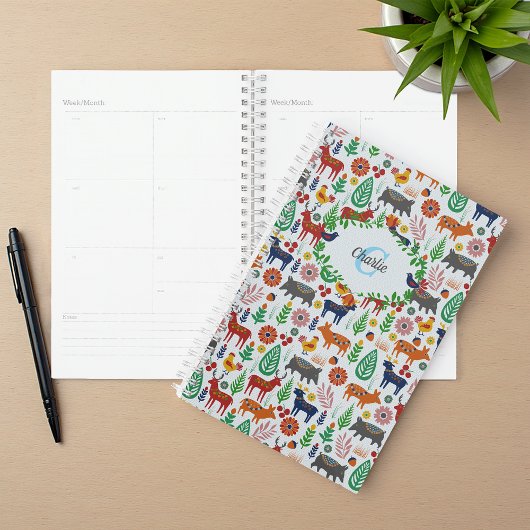 Vintage Scandinavische volkskunst monogram patroon Planner