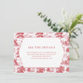 Vintage Scarlet Château Wedding Informatiekaartje (Staand voorkant)