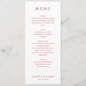 Vintage Scarlet Château Wedding Menu (Voorkant)