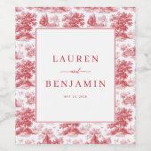 Vintage Scarlet Château Wedding Wijn Etiket (Enkel label)