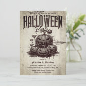 Vintage Scarry Pumpkins Adult Halloween Party  Kaart (Staand voorkant)