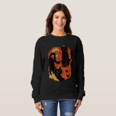 Vintage Scary Halloween Black Cats And Pumpkin Trui (Voorkant volledig)