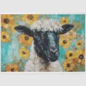 Vintage Schaap Rustieke Bloemendecoupage Tissuepapier (Voorkant)
