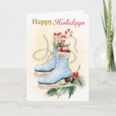 Vintage Schaats Zalig Kerstfeest Kaart (Voorkant)