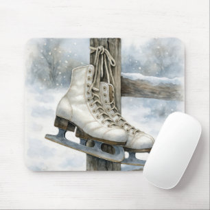 Vintage Schaatsen Hangend aan Hekpaal Muismat