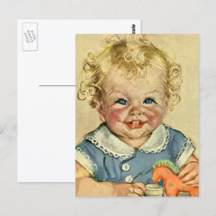 Vintage Schattig Blond Scandinavisch Kind met Krul Briefkaart