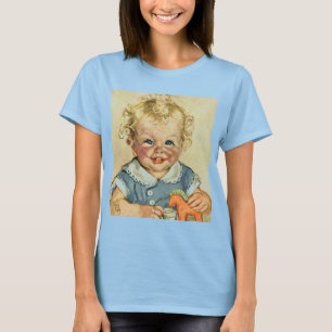Vintage Schattig Blond Scandinavisch Kind met Krul T-shirt