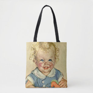 Vintage Schattig Blond Scandinavisch Kind met Krul Tote Bag
