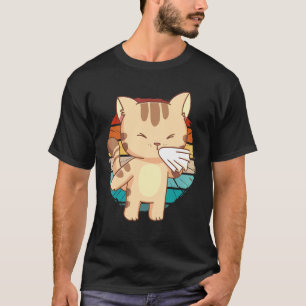 Vintage Schattig Klein Kat Karakter Niezen Zieke T-shirt
