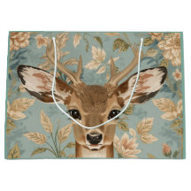 Vintage Schattig Rendier Hert En Bloemen Tuin