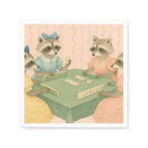 Vintage Schattige Wasberen die Mahjong spelen