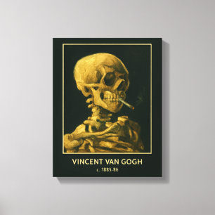 Vintage Schedel Roken – Unieke Van Gogh geïnspiree Canvas Afdruk