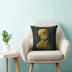Vintage Schedel Roken – Unieke Van Gogh geïnspiree Kussen