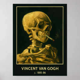 Vintage Schedel Roken – Unieke Van Gogh geïnspiree Poster