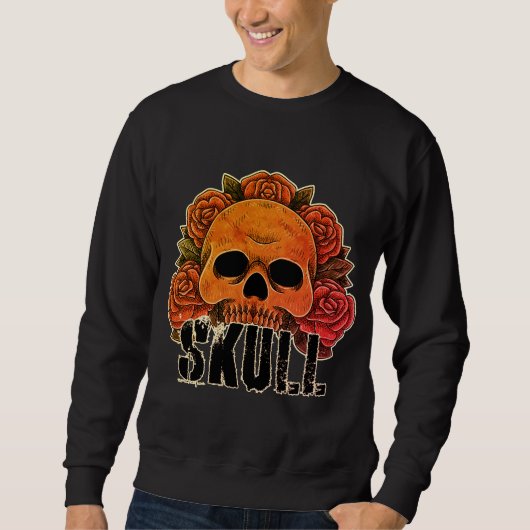 Vintage Schedel Roos Sweatshirt voor mannen & vrou (Voorkant)