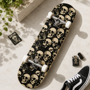 Vintage Schedel & Skelet Patroon Gotisch Persoonlijk Skateboard