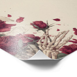 Vintage Schedel Skull Love Rode Roos Collage Foto Afdruk