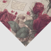 Vintage Schedel Skull Love Rode Roos Collage Tissuepapier (Detail)