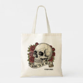 Vintage Schedelrozen Gotische Canvas Tote Bag (Achterkant)
