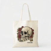 Vintage Schedelrozen Gotische Canvas Tote Bag (Voorkant)