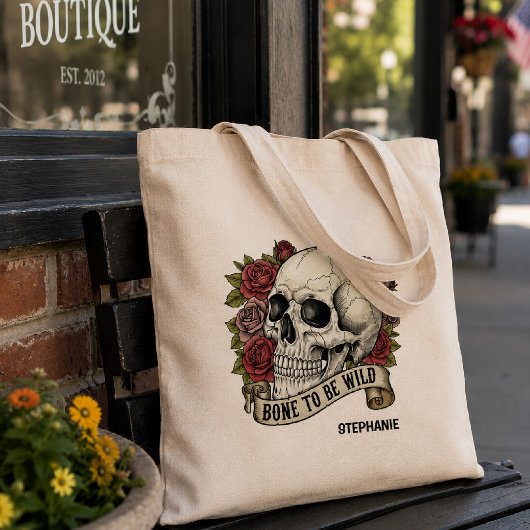 Vintage Schedelrozen Gotische Canvas Tote Bag