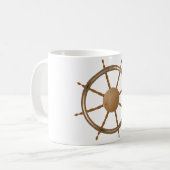 Vintage scheepsstuurwiel kompasontwerp koffiemok (Voorkant links)