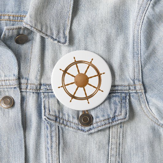 Vintage scheepsstuurwiel kompasontwerp ronde button 7,6 cm