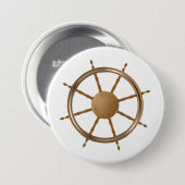 Vintage scheepsstuurwiel kompasontwerp ronde button 7,6 cm (Voorkant /achterkant)