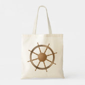Vintage scheepsstuurwiel kompasontwerp tote bag (Achterkant)