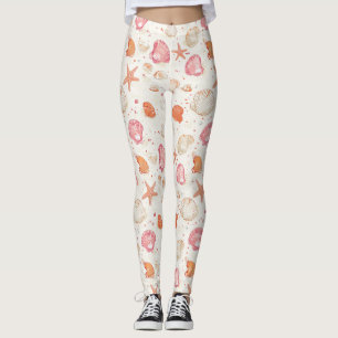 Vintage Schelp Koraal Roze Terracotta Ivoor Leggings