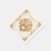 Vintage schelp kust trouw servetten strand (Hoek)
