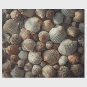 Vintage Schelpen Strand Kust Kerstmis  Cadeaupapier
