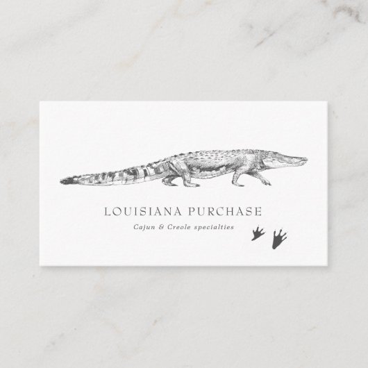 Vintage schets alligator visitekaartje (Voorkant)
