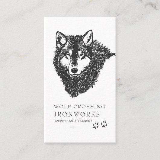 Vintage schets wolf visitekaartje (Voorkant)