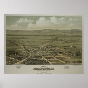 Vintage SchilderKaart van Jacksonville OF (1883) Poster