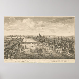 Vintage SchilderKaart van Londen & de Theems Poster