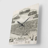 Vintage SchilderKaart van Narragansett RI (1888) Vierkante Klok (Hoek)