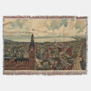 Vintage SchilderKaart van WI van Millwaukee (1898) Deken