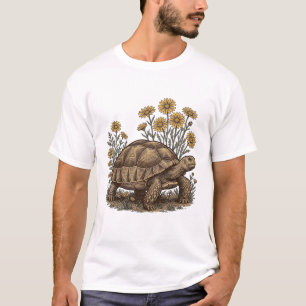 Vintage Schildpad en Madeliefje Vector Illustratie T-shirt
